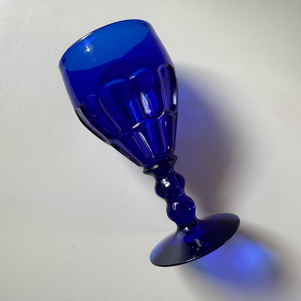 New Martinsville Hostmaster Thumbprint Cobalt Blue Glass